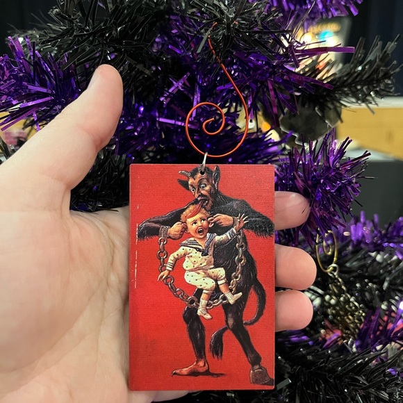 Krampus Ornament Set, Retro Krampus Postcard Greeting Holiday Ornament set - Picture 6 of 13